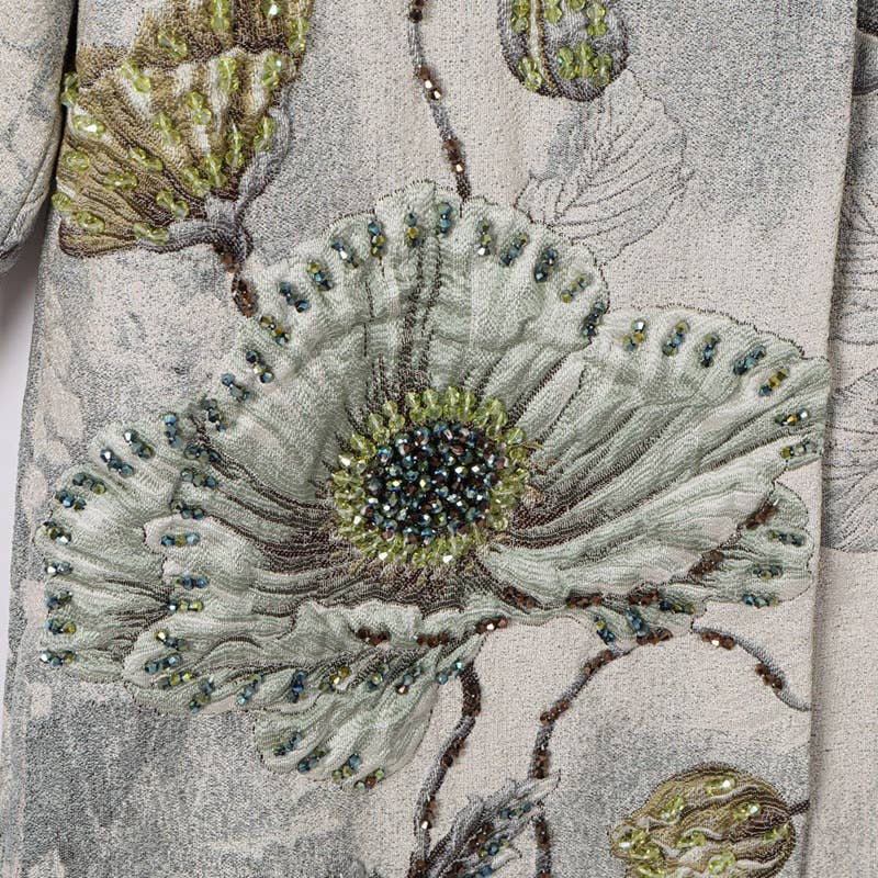 Productseeker - Venta al por mayor Vestido - Mujer - Abrigo floral bordado a mano con cuentas de jacquard CT102Y7