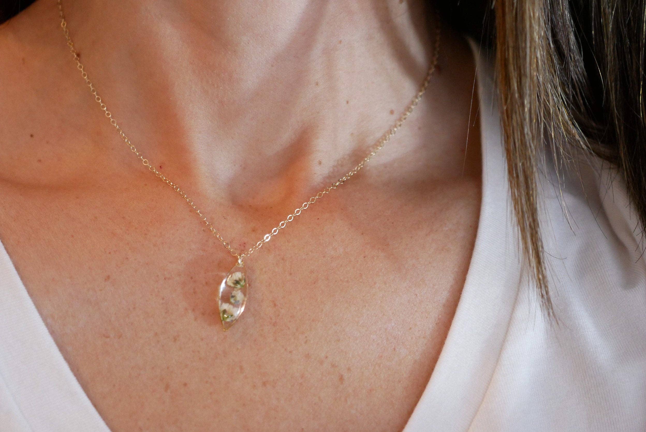 Remedy Designs - Wholesale Pendant/charm necklace - Tiny Baby's Breath Marquise necklace0