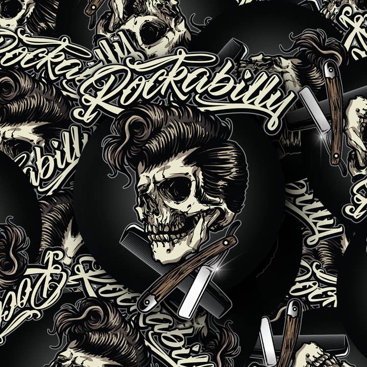 PiggyPrintStickers - Wholesale Sticker - Rockabilly Skull Sticker | Bold Retro Tattoo Design | Decal4