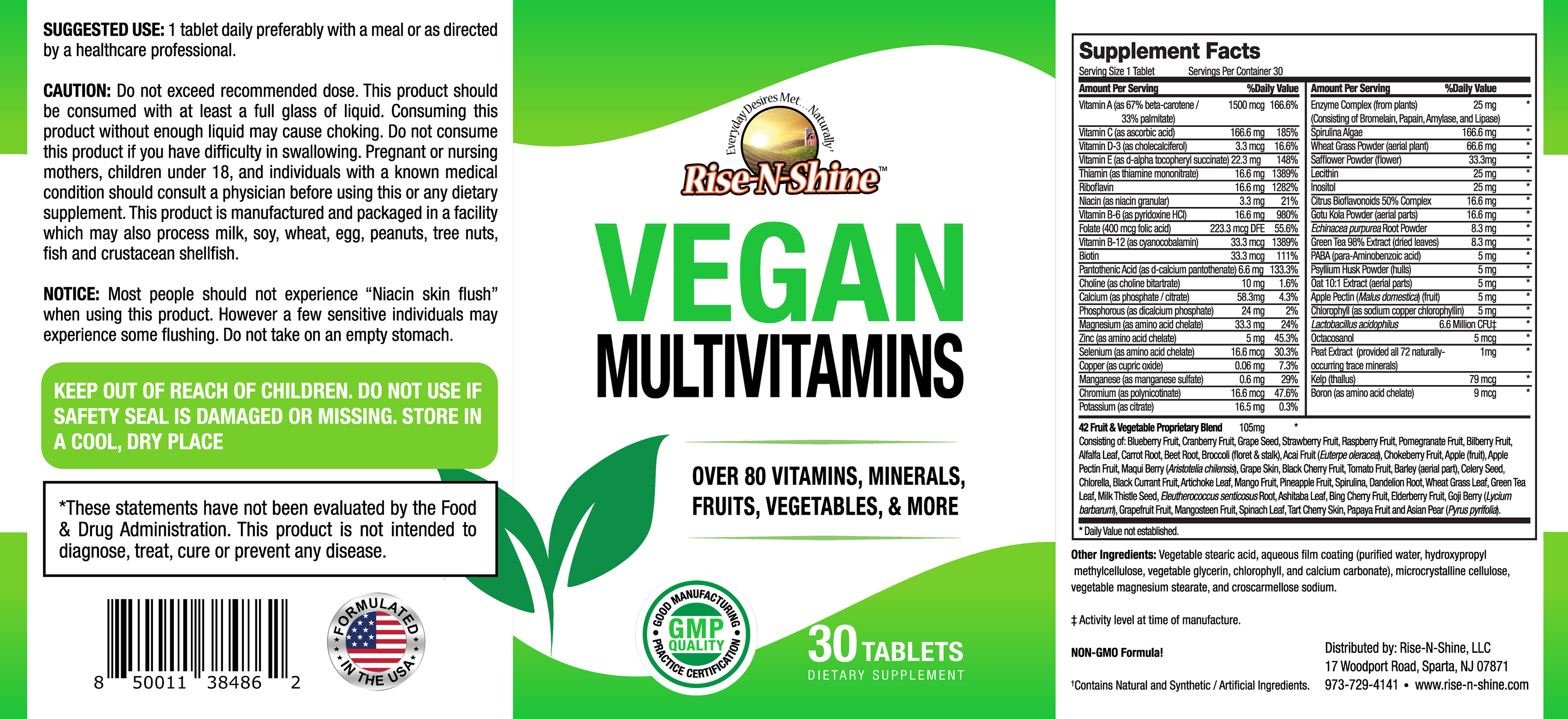 Rise-N-Shine Online - Venta al por mayor Suplementos/vitaminas para beber - Multivitaminas veganas2