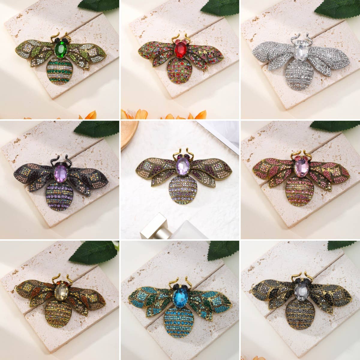 Tourtiwi – Großhandel Broschen – Bunter Strass-Bienenbrosche, Insektennadel13