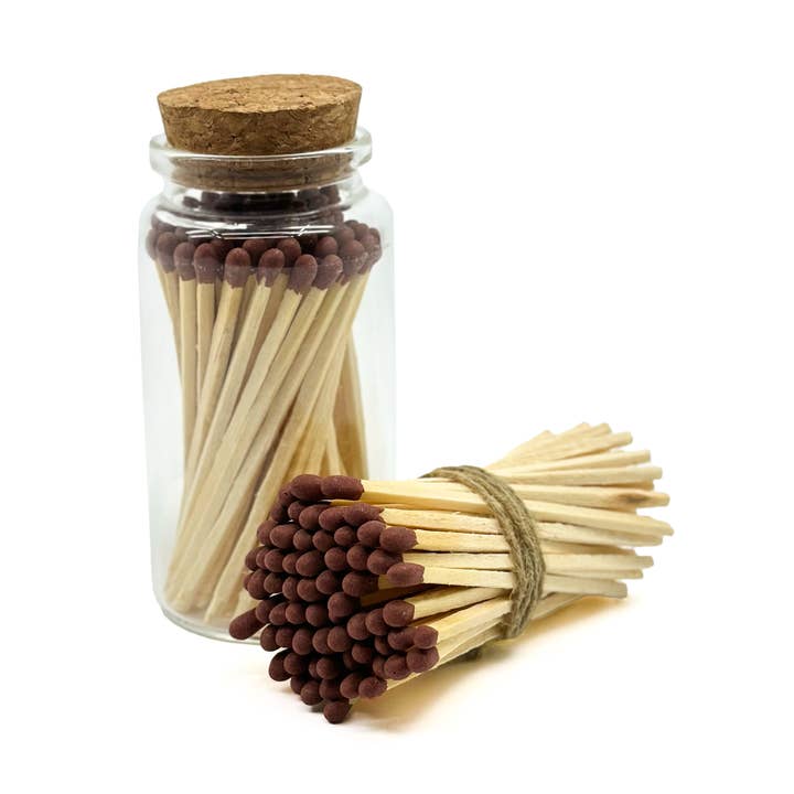 Bruna säkerhetsmatcher i burk - flaska glasburk 3 ”tum för wholesale av Chandler Studio