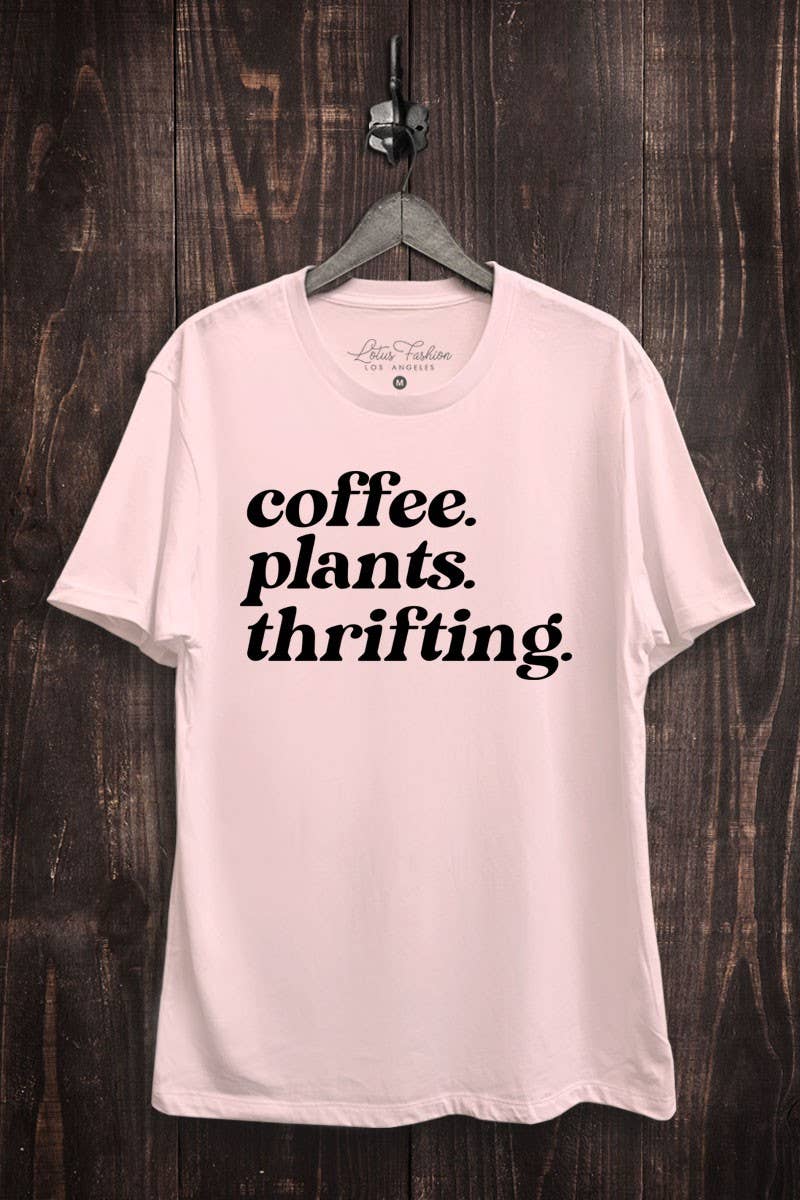 Lotus Fashion Collection - Wholesale Screen Printed T-Shirt - Women's - Coffee Plants Thrifting Graphic Top3