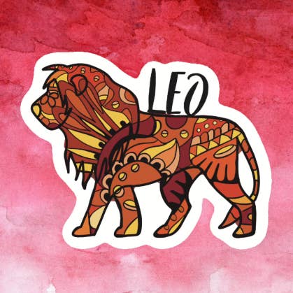 Pegatina del zodiaco Leo para venta al por mayor de Blonde owl designs