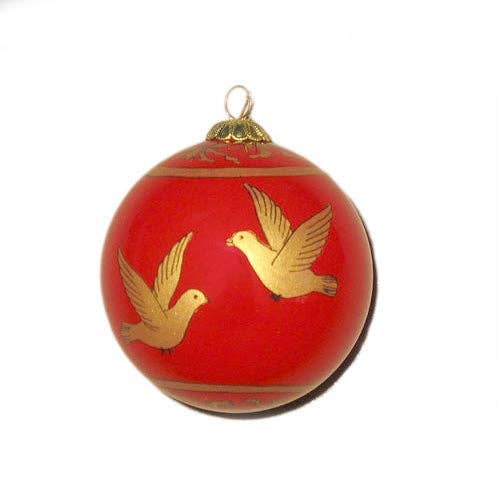 World Treasure Trading - Wholesale Ornament - Hand Painted Glass Ball, Peace/Dove Bird. #CO2092