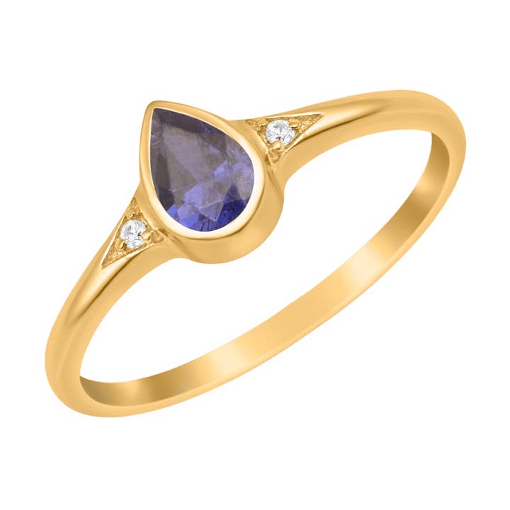 925 Sterling Silver Pear Shape 6X4MM Tanzanite Women Solitaire Ring for wholesale by Star Joya