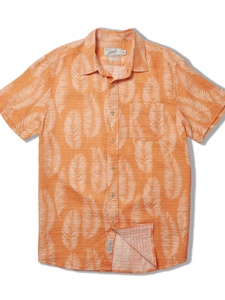 Bambus-Dobby-Hemd mit kurzen Ärmeln und Druck - Kupfertonblatt für den Großhandel von Grayers