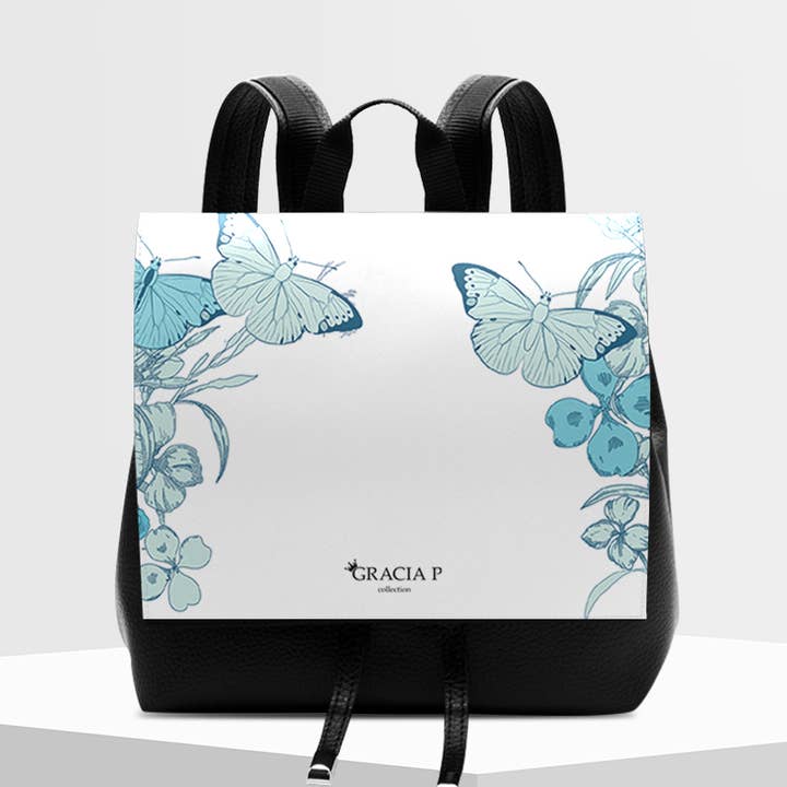 Mochila Molly by Gracia P - Mochila Italiana - Sky com borboletas por atacado de GLOBALSHOP SRL