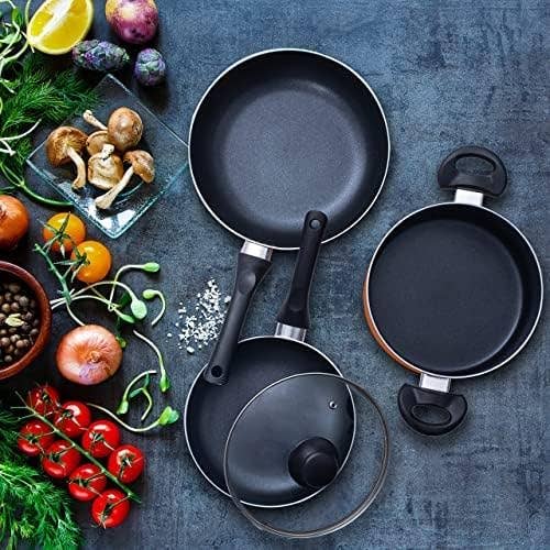 Moss & Stone - Wholesale Cookware Set - 4 Piece Pots & Pans Set Nonstick Cookware Set, Aluminum Pots and Pans, Copper Pots and Pans Set with Glass Lid, Dishwasher Safe, Cooking Set2