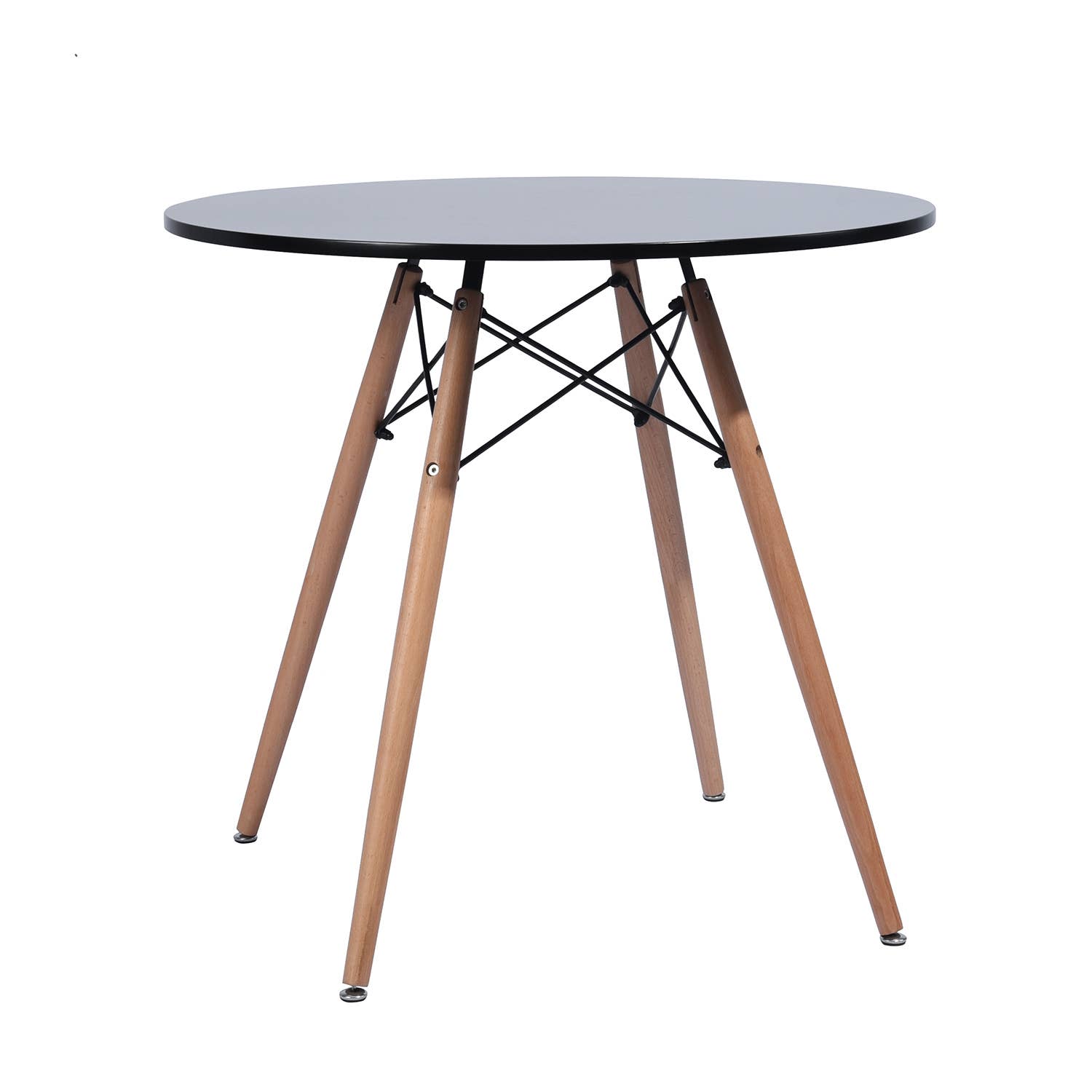 39F Inc. - Vente Tables d'appoint - Table de salle à manger ronde moderne de 31,5 po avec pieds en bois massif, blanc/noir3
