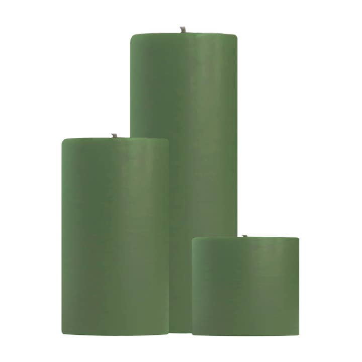 Mole Hollow Candles - Wholesale Pillar Candle - Colonial Green Unscented Pillar Candles - 3 sizes!