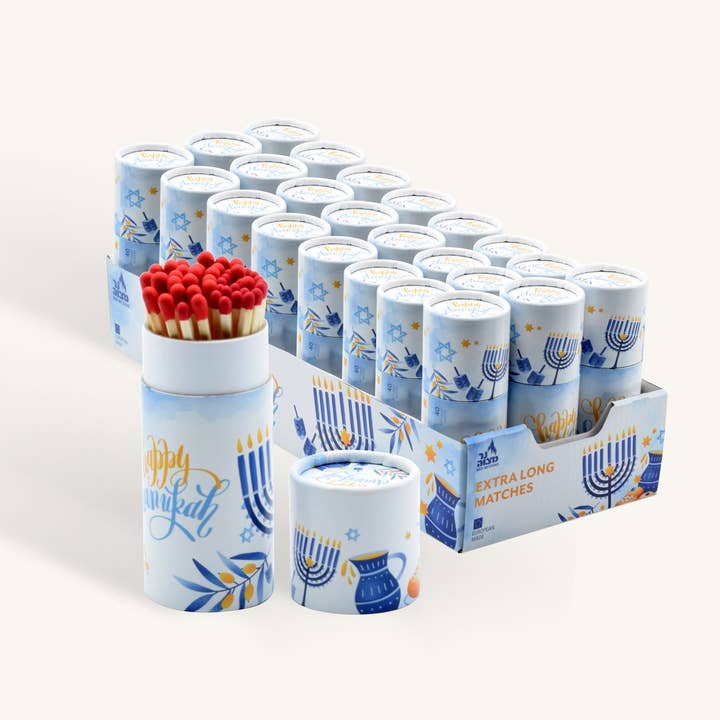 Ner Mitzvah - Wholesale Matches - Extra Long Chanukah Matches - 40 Matches/Box - Blue Tube