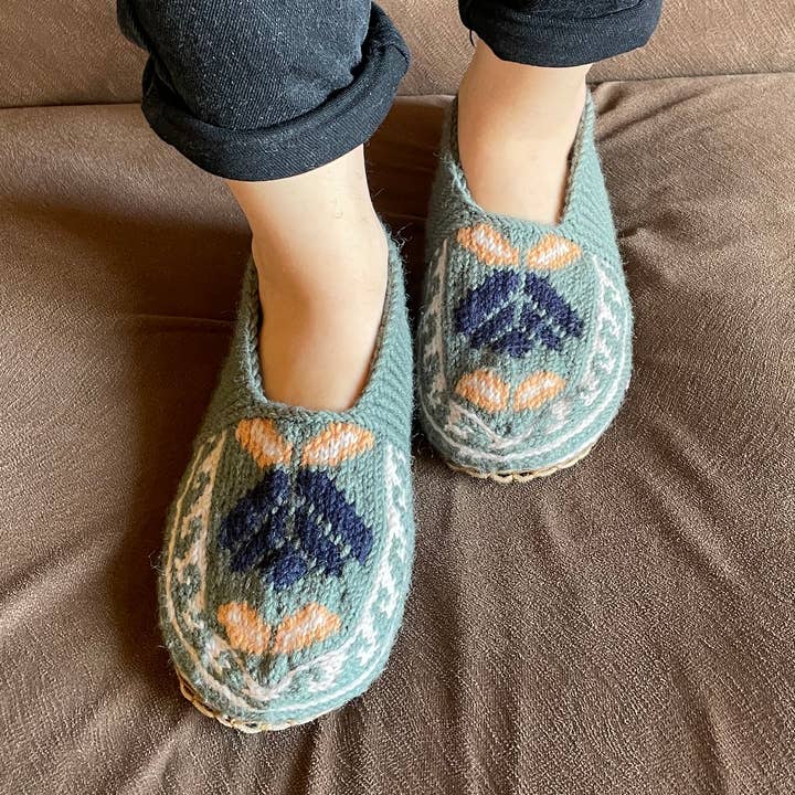 Adult Women's Slipper Socks : Soft Teal (Individuals) for wholesale by Azerbaijani Socks