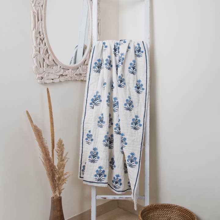 Mela Artisans - Wholesale Throw Blanket - Azure Cotton Handcrafted Throw