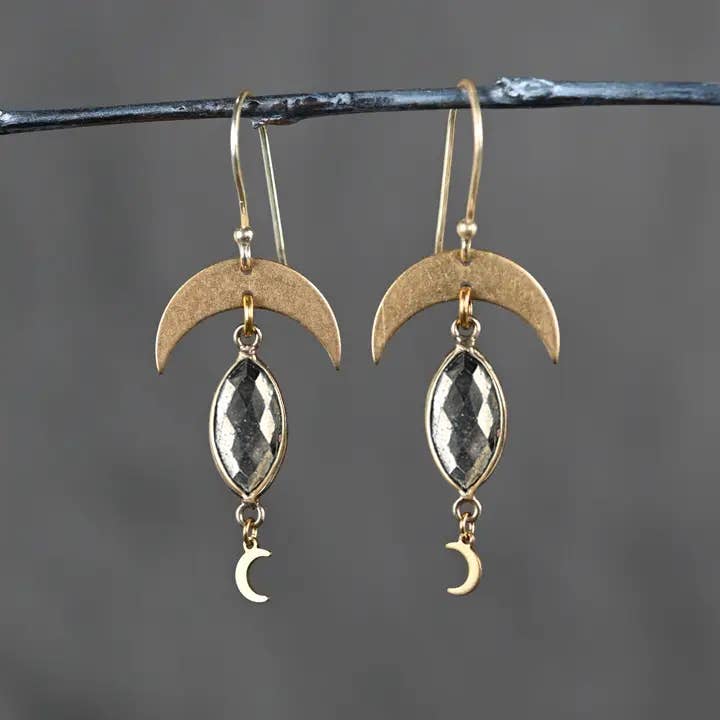 Semi Precious w/ Crescent Moon & Tiny Moon Drops for wholesale by KBD Studio