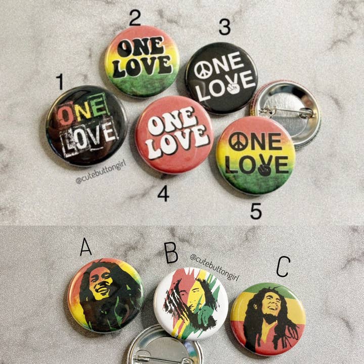 1,25 pouces et 2,25 pouces One Love pour la vente par Cute as a Button Girl