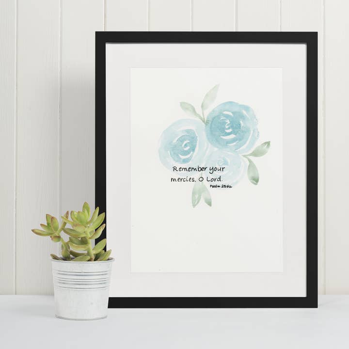 Psalm 25:6a Watercolor Illustration for wholesale by Mary Reichter