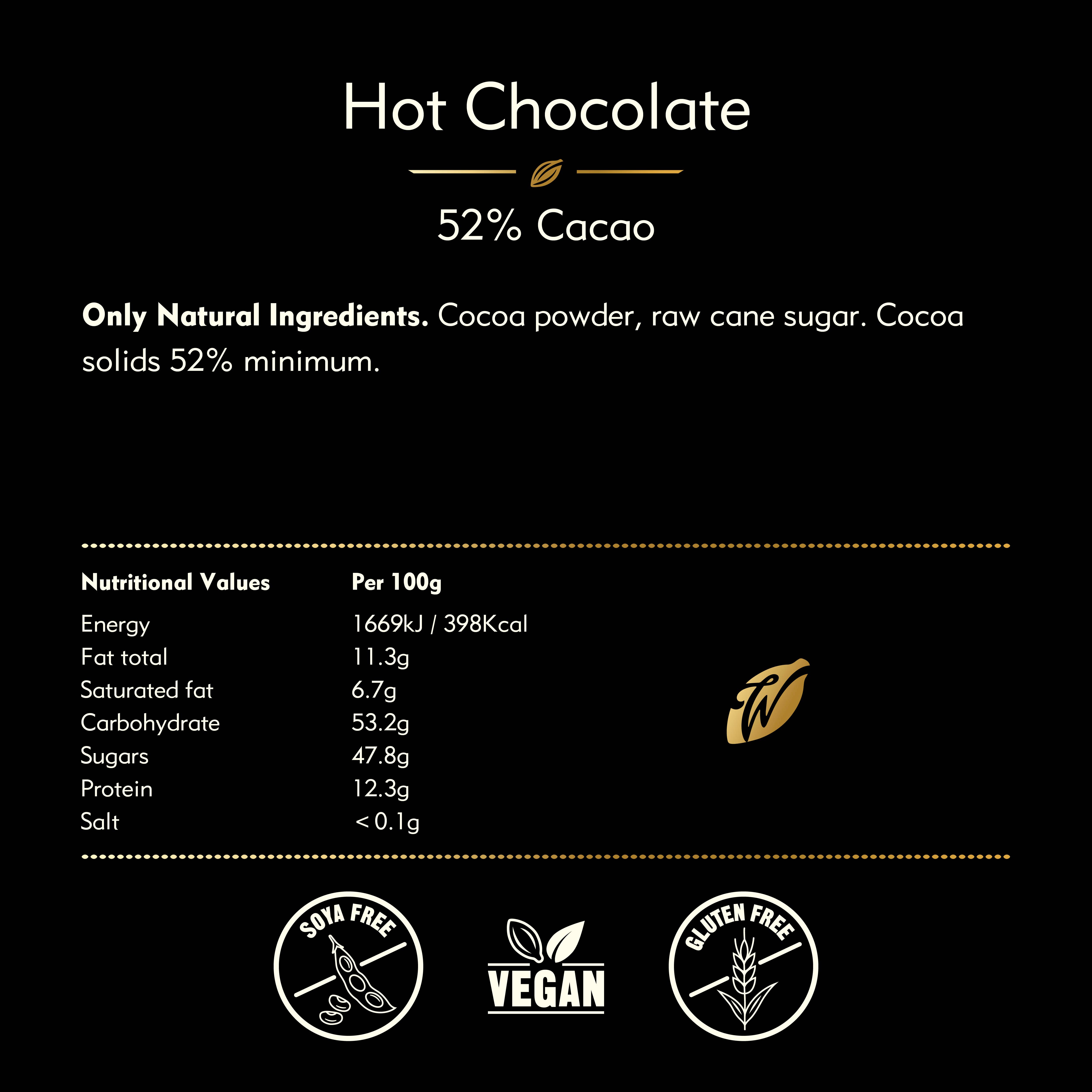 Willie's Cacao - Wholesale Hot Cocoa Mix/Kit - Hot Chocolate. Rich, dark & smooth. 52% cocoa. Vegan. 250g5