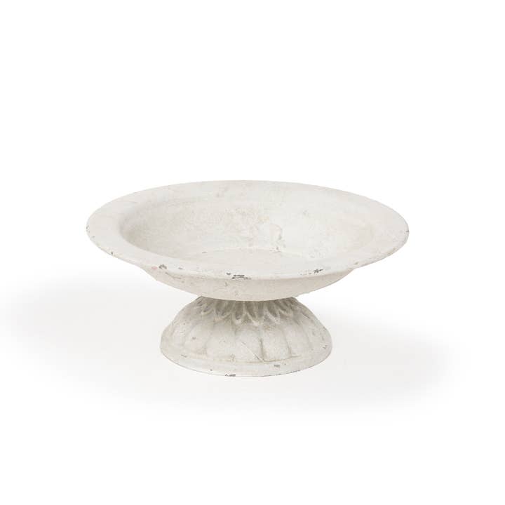 Blossom Bucket & Crossroads Home - Wholesale Decorative Plate/Dish/Bowl - Small Chippy White Pedestal.