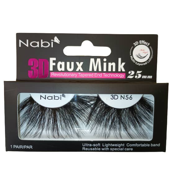 Nabi Cosmetic - Wholesale False/Fake Eyelashes - 3D N56 - Nabi 3D Faux Mink Eyelash 25mm 12PCS/PACK