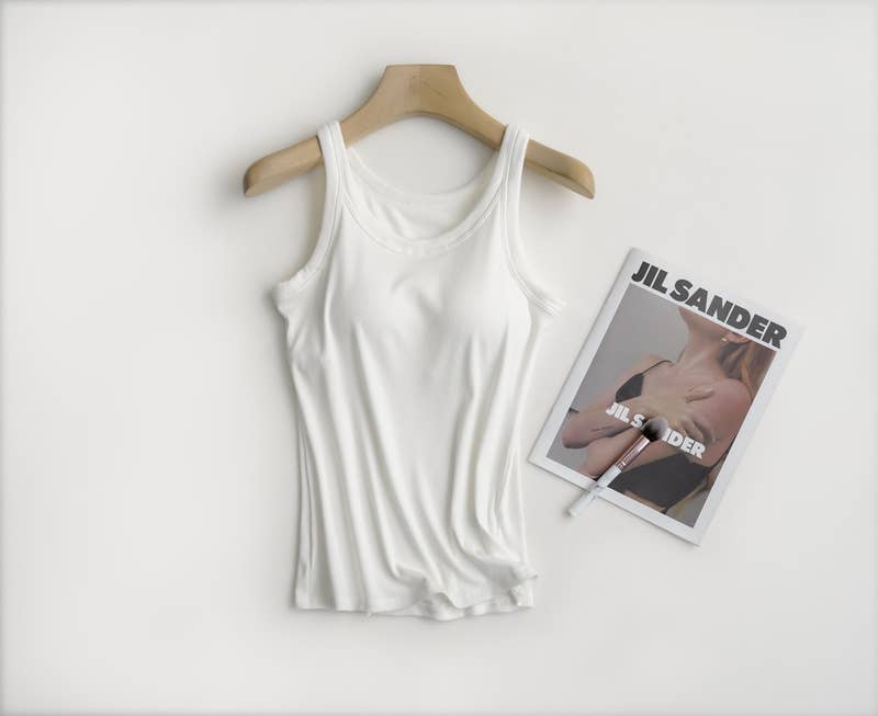 HIDDENBRAND - Wholesale Tank Top - Women's - Essential Basic Rib Soft tank top w built in bra26
