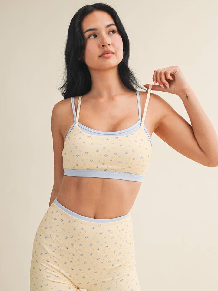 Ditsy Print Double Layered Sports Bra for wholesale by KIMBERLY C