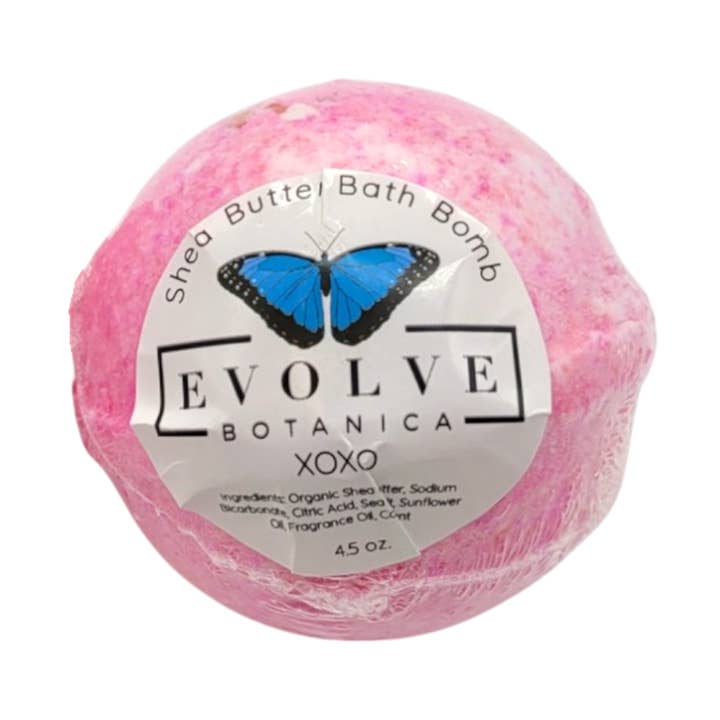 Natural Bath Bomb handmade Berry - XOXO - Valentine Gifts for wholesale by Evolve Botanica