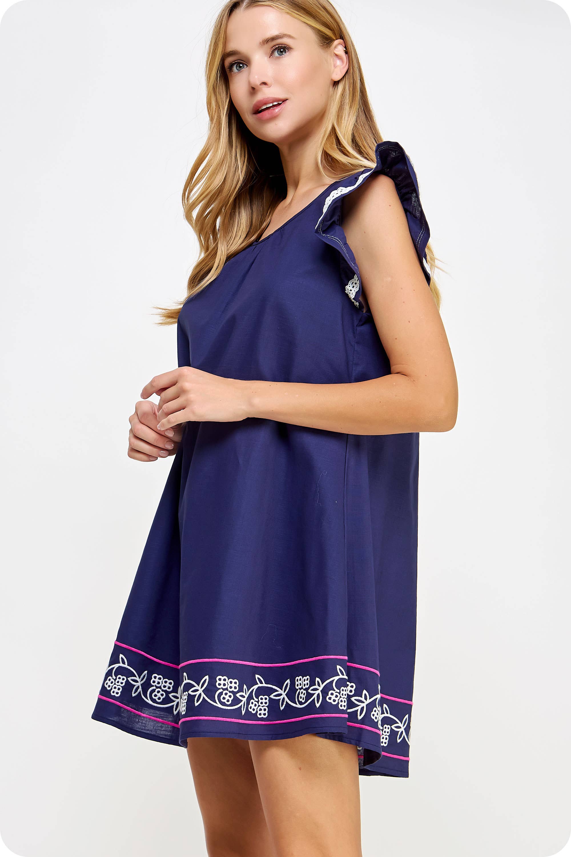 Strut & Bolt – Vestido - Mulher por atacado – Mini vestido bordado de manga flutter10