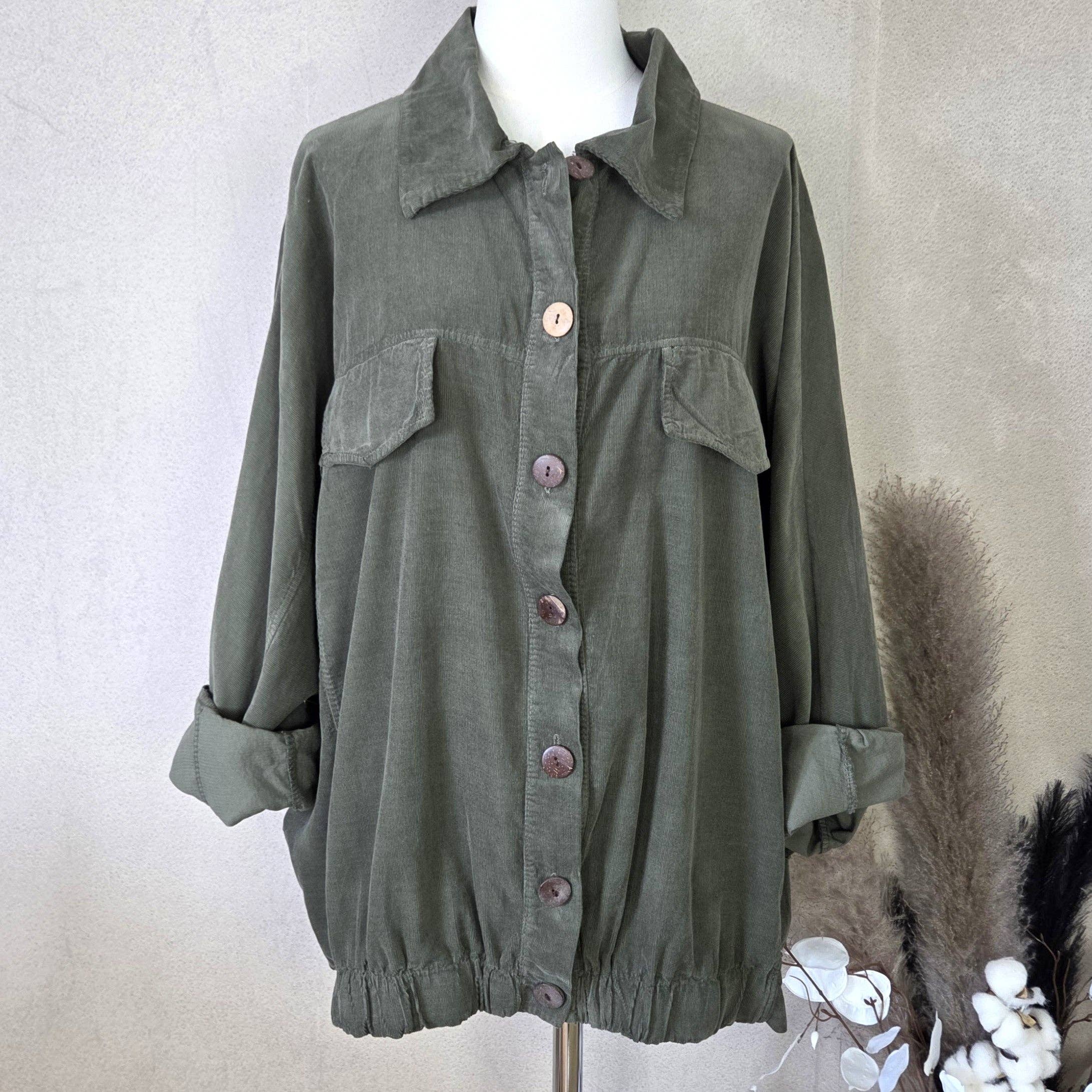 Tempest Designs - Vendita all'ingrosso Giacca - Donna - Giacca oversize in maglia fine a coste con bottoni, maniche a pipistrello e orlo elasticizzato.3