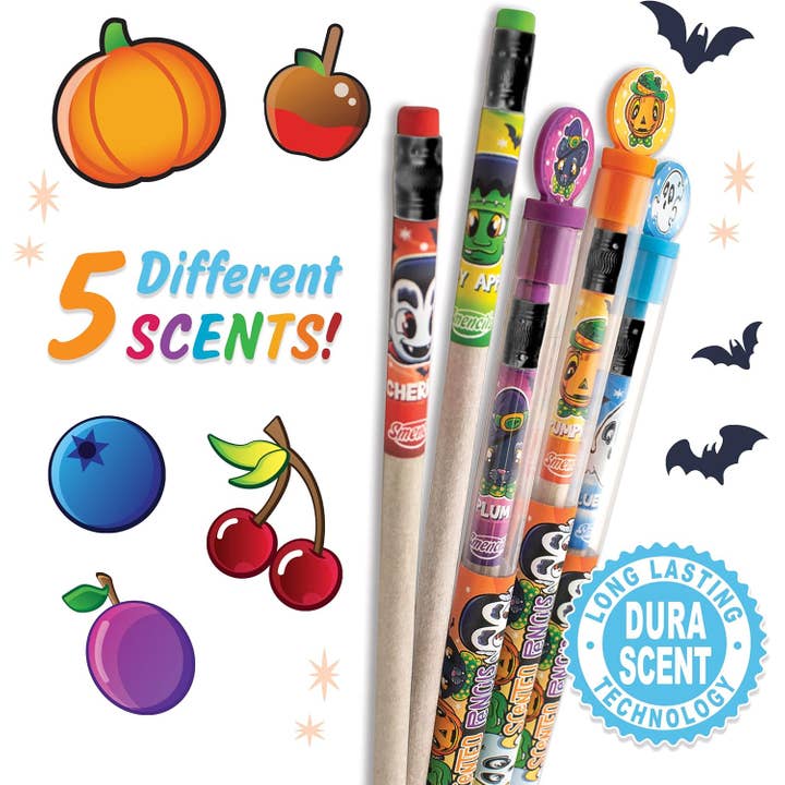 Scentco, Inc - Wholesale Retailer Display - Paper & Novelty - Halloween Smencils Cylinder - Scented Pencils - 50 Count