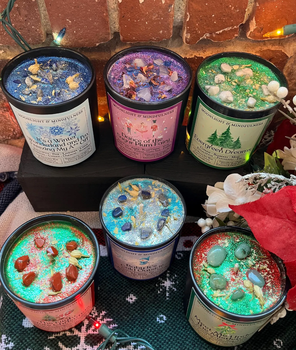Moonlight & Mindfulness - Wholesale Jar/Filled Candle - Holiday Soy Wax Crystal Candles, Christmas Scents, Vegan5