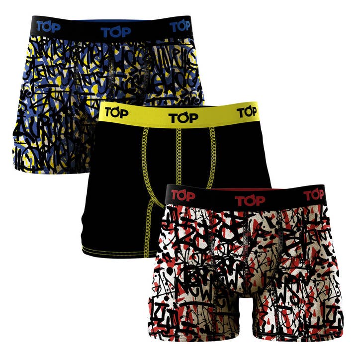 TOP – wholesale Underwear – Men's – Men Boxer Brief Cotton - Pack of 3 Playlist Collection