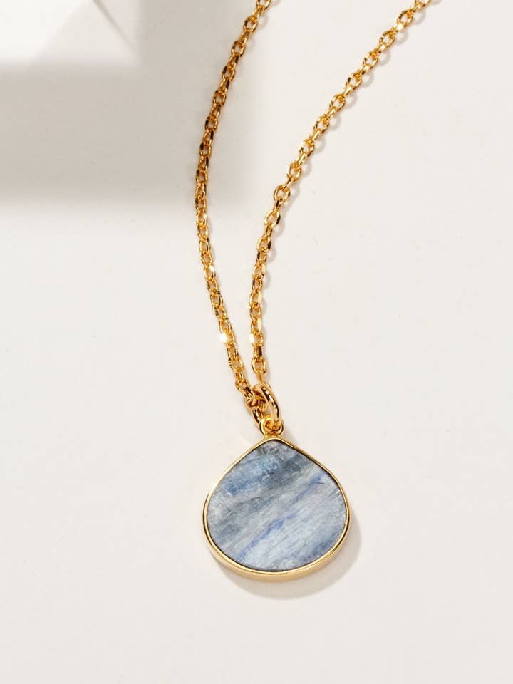Bohemian Long Medallion Necklace - Kyanite for wholesale by Luna Norte