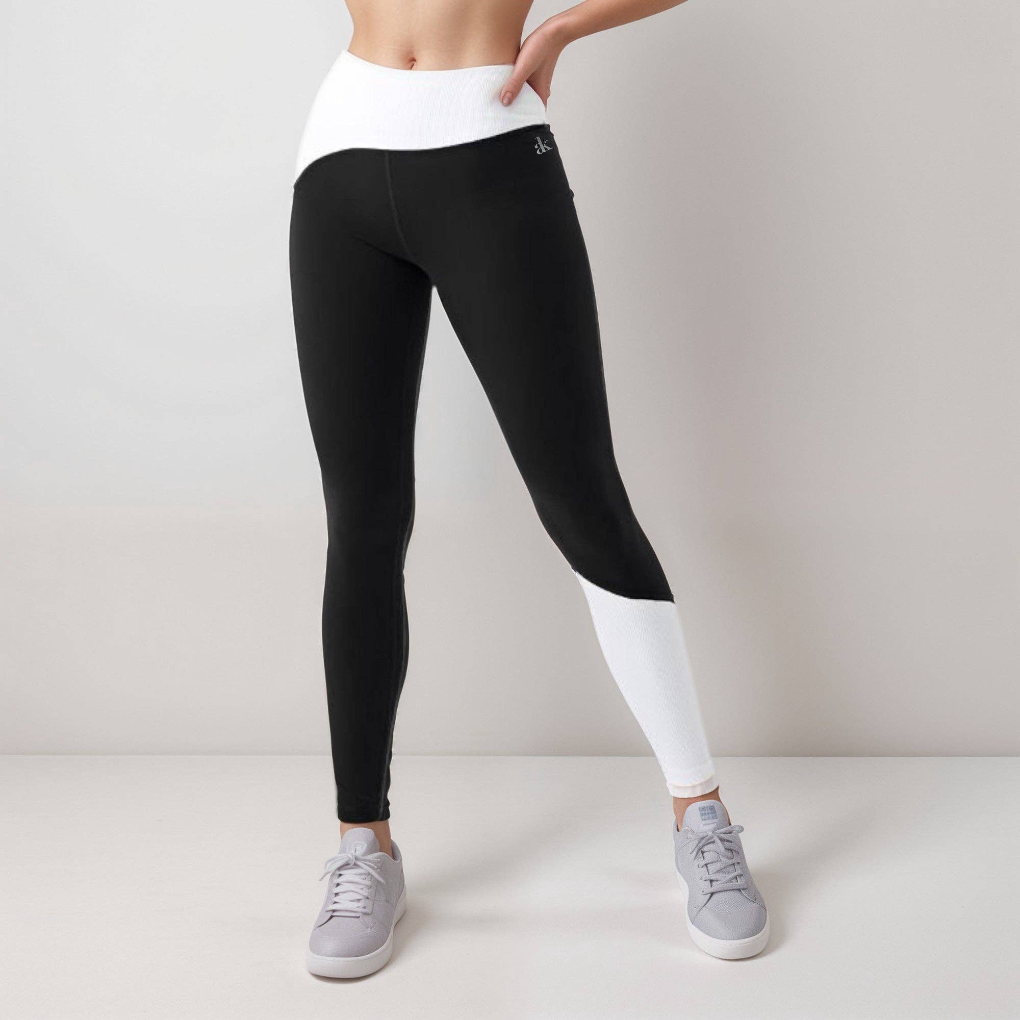Active by Anna-Kaci – Leggings de desporto/casuais - Mulher por atacado – Leggings de Cintura Alta para Mulher com Painel de Contraste e Bloco de Cor2