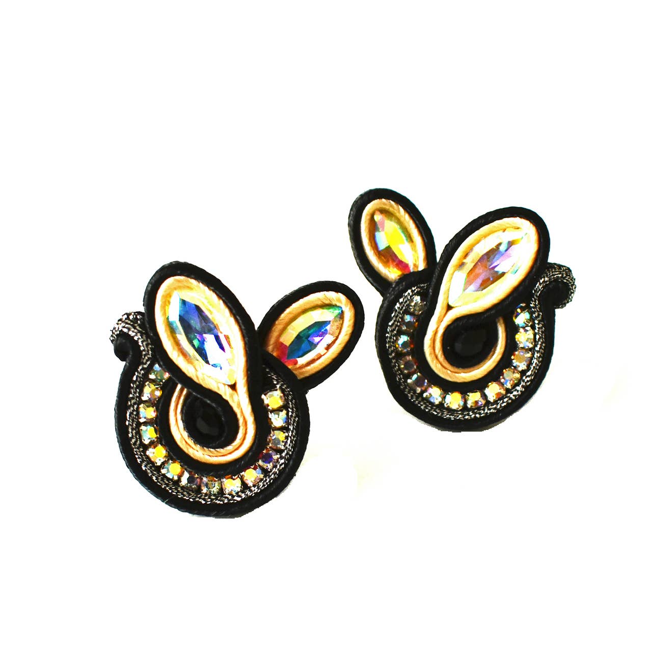 Laurent Scott Collection - Wholesale Dangle Earrings - Soutache - Sophia - Black Post Earrings0