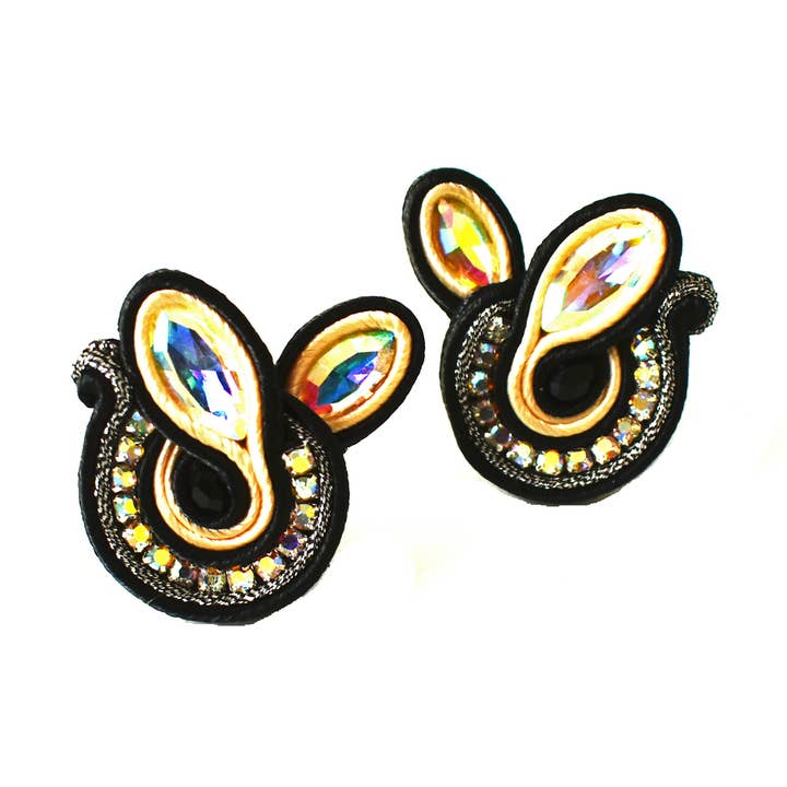Laurent Scott Collection - Wholesale Dangle Earrings - Soutache - Sophia - Black Post Earrings0