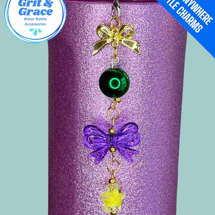 Colgante para botella con lazo de Mardi Gras para colgar en cualquier lugar para venta al por mayor de Grit & Grace Water Bottle Accessories