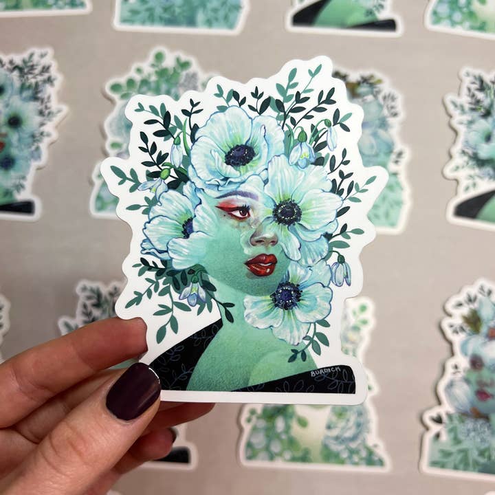 Adesivo Anemone Viridiano per la vendita all'ingrosso da parte di Liz Burdick Arts