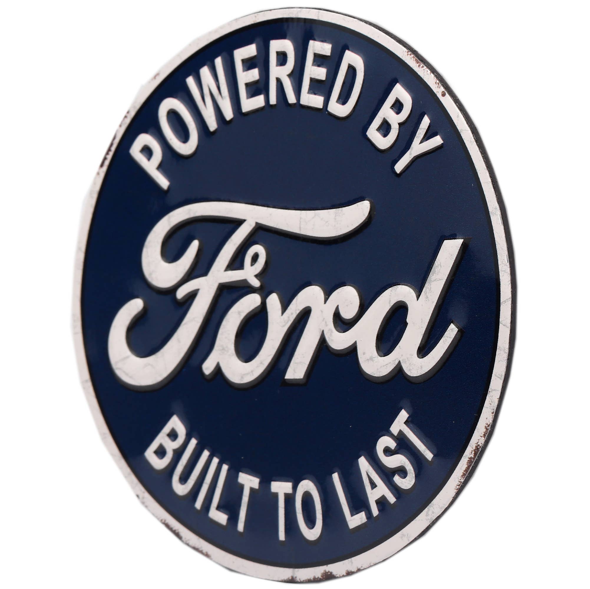 Open Road Brands, LLC - Vente Aimants - Ford - Aimant rond en métal « Powered by Ford Built to Last »1