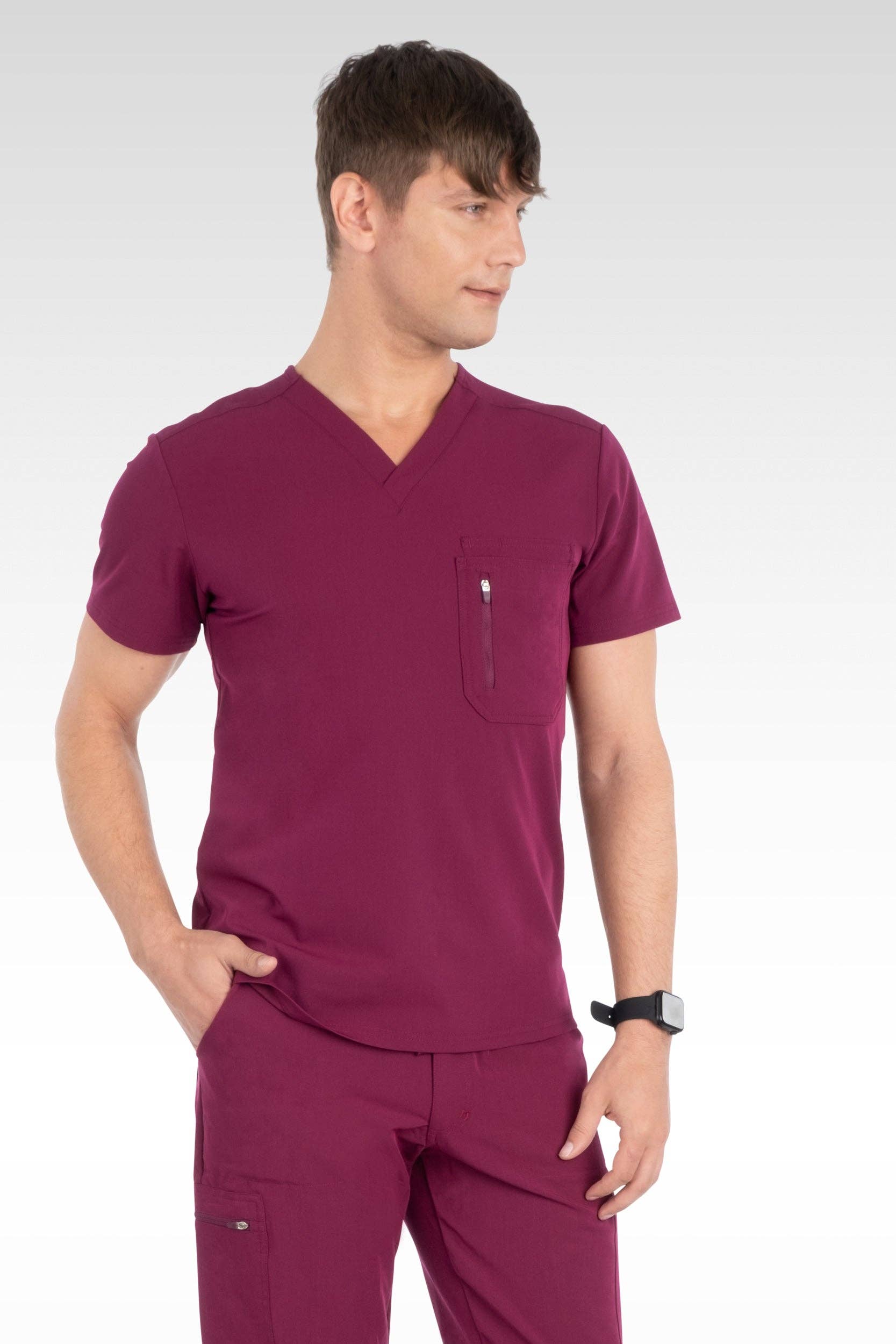 Aura Naturale - Venta al por mayor Uniforme de sanidad - Hombre - Caspian Hombre Clásico Cuello en V con 4 Bolsillos Blusa de Uniforme Médico (95001)31