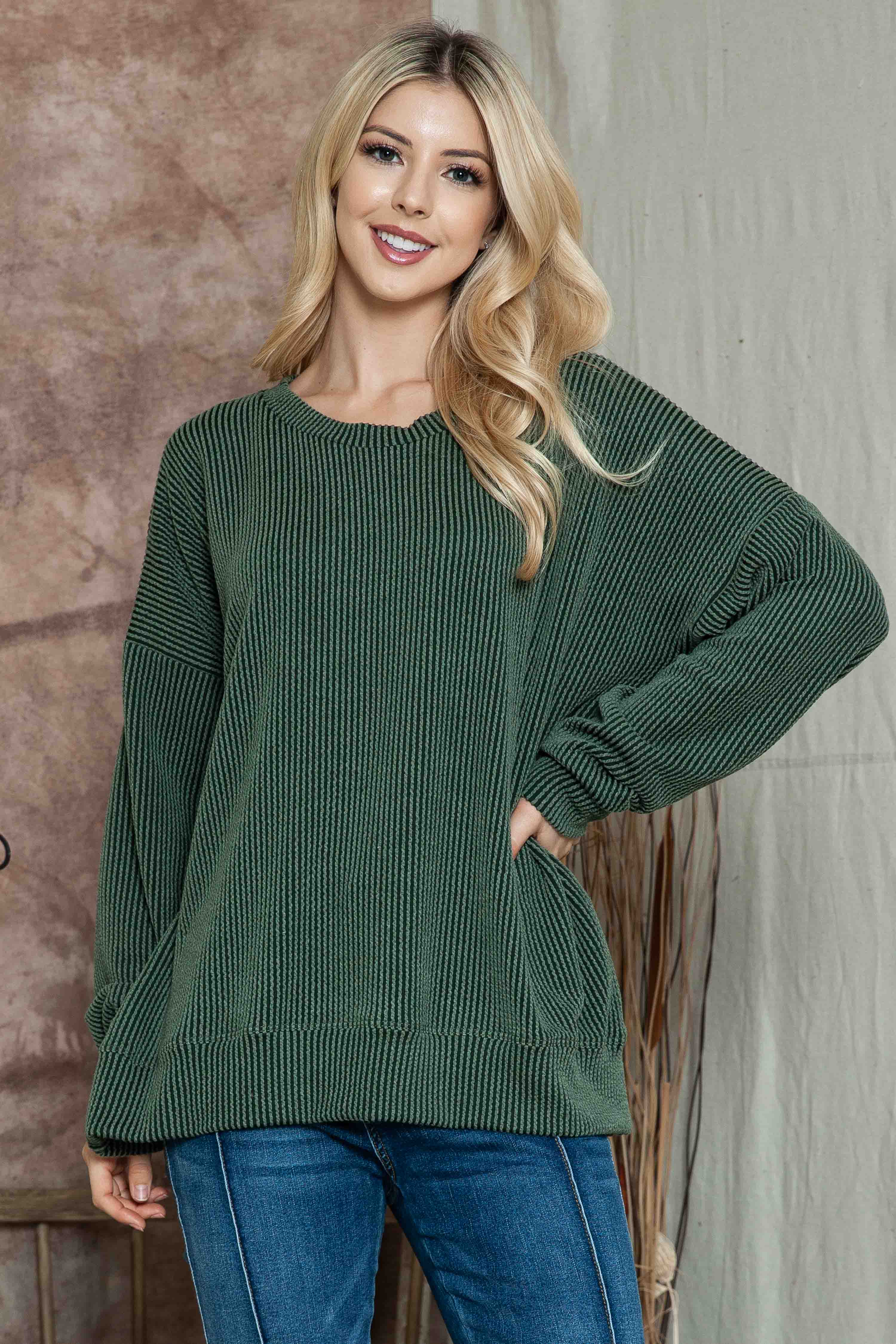 Burgundy Apparel - Wholesale Sweatshirt - Women's - WAVE RIB OVERSIZED SWEATSHIRT3