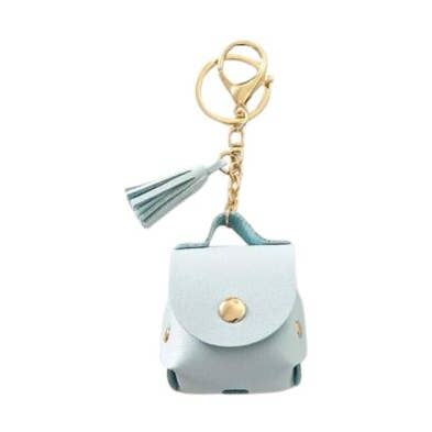 Babyblå faux læder etui beskytter til Airpods 1/2 nøglering for engroshandel hos Fleur de lys collections