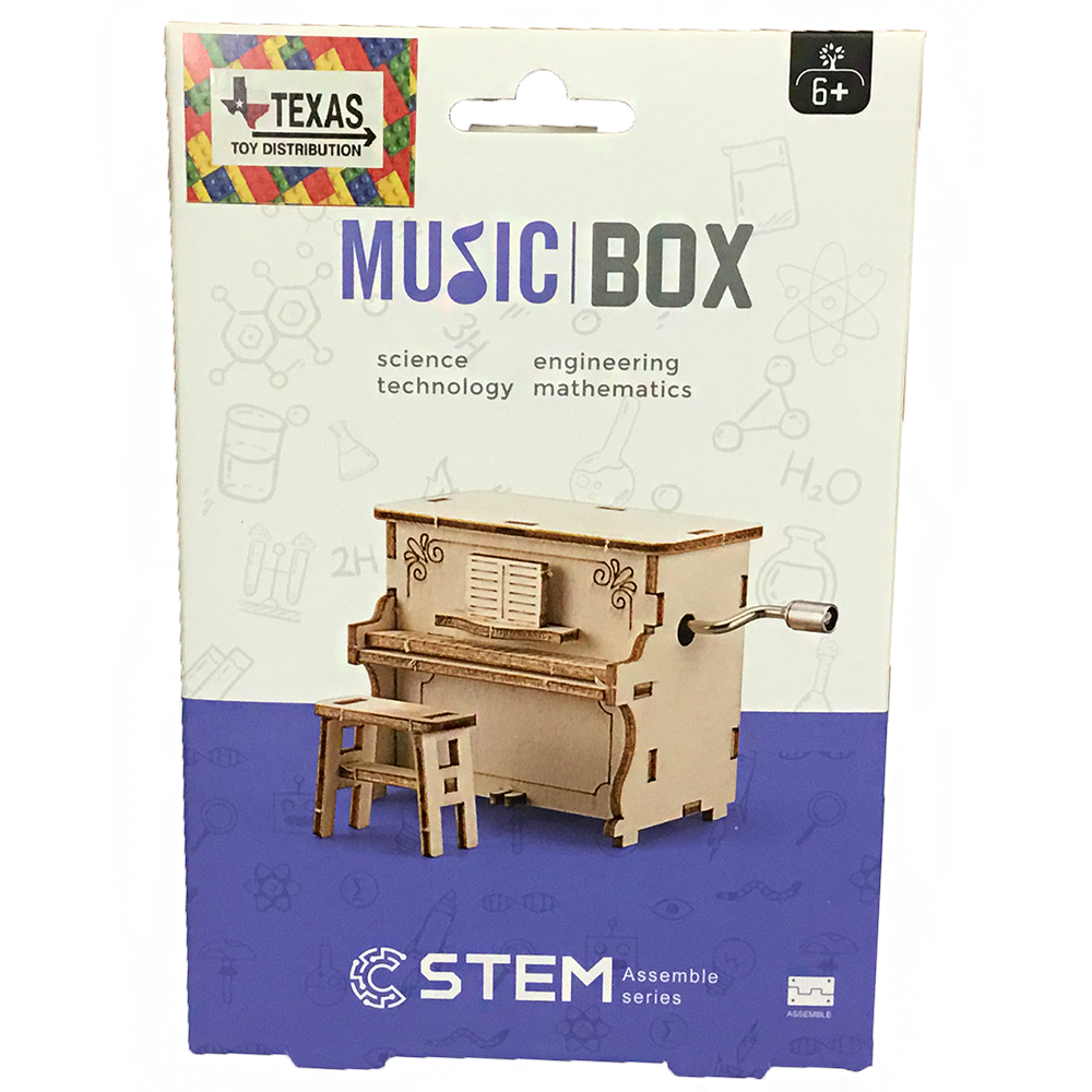 Texas Toy Distribution - Wholesale DIY Craft Kit - Kids - Wind-Up Piano Music Box Construction Kit, Educational Toy0
