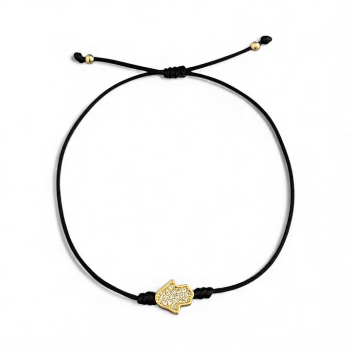 Protection & Good Energy CZ Hamsa Hand Bracelet for wholesale by Georgina Nicol