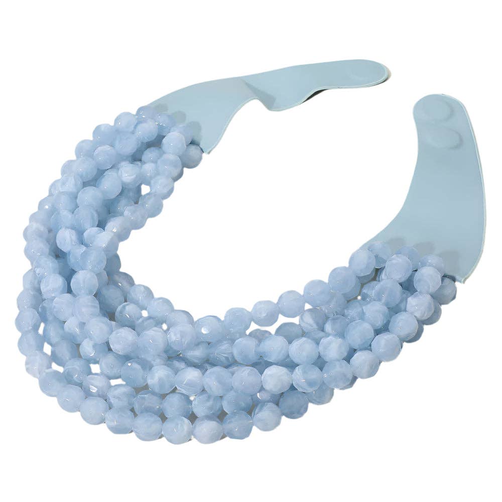 Madeline Love - Vendita all'ingrosso Collane di perline/perle - Collana magnetica a strati multistrato con perline a sfera in acrilico sfaccettato marmorizzato e finta pelle.0