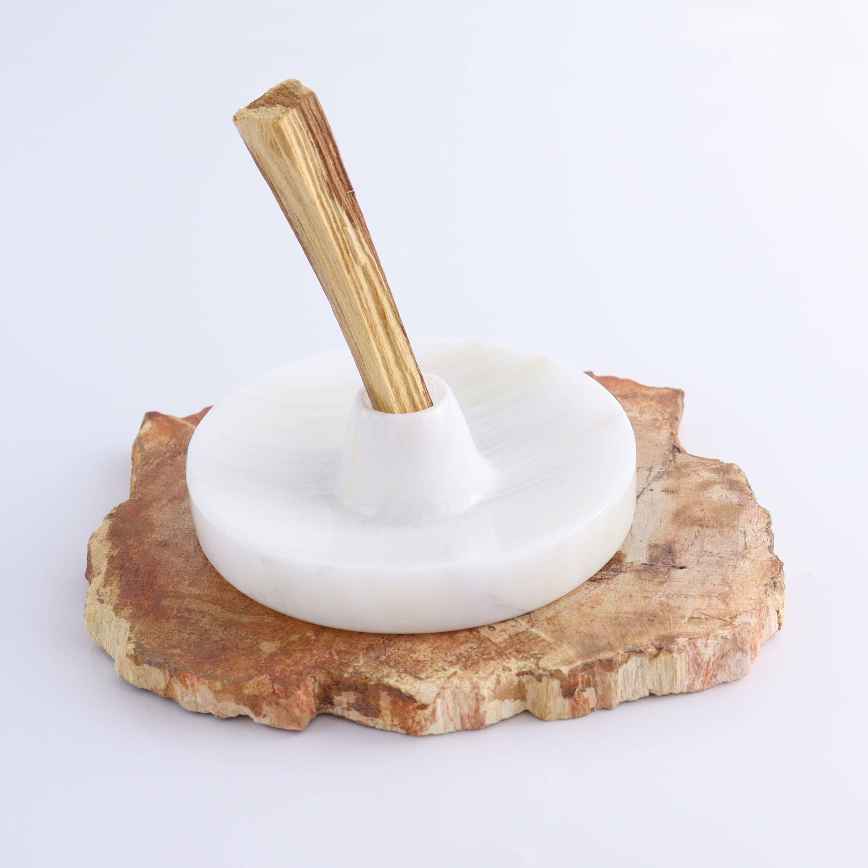 Mi Esperanza Minerals - Wholesale Incense Holder - One White Onyx Palo Santo and Incense Holder2