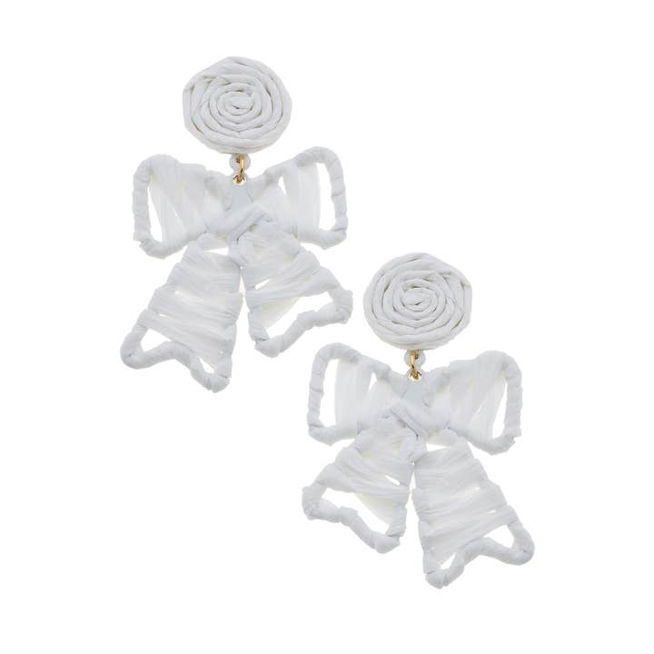 Canvas Style - Wholesale Dangle Earrings - Willow Rattan Bow Earrings