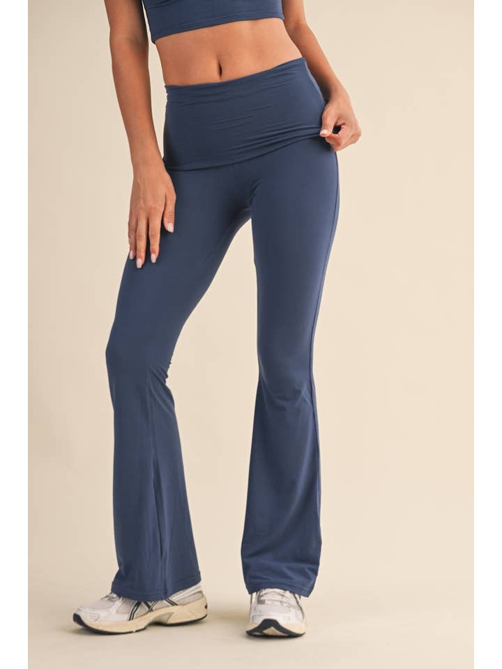 KIMBERLY C – wholesale Pants – Women's – Soft Knit Foldover Flare Pants102