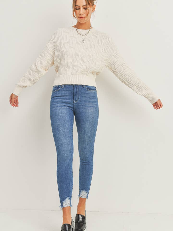 JP172 - MED - High Rise Ankle Skinny with Destroyed Hem for wholesale by Just USA Jeans