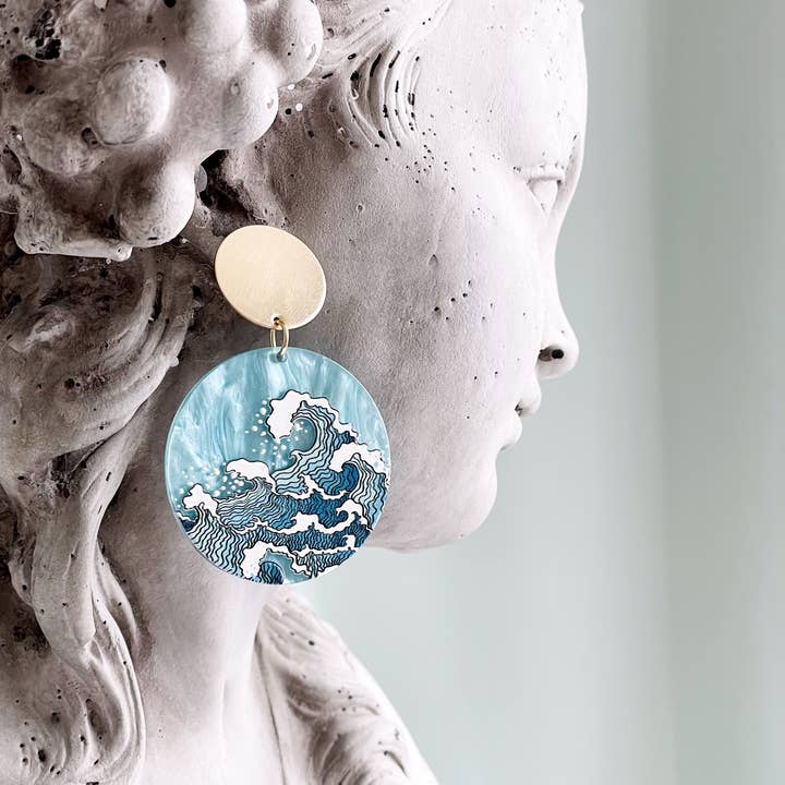 Pearl and Ivy Studio - Wholesale Dangle Earrings - Beachy boho earrings acrylic statement earrings - Ocean Wave1